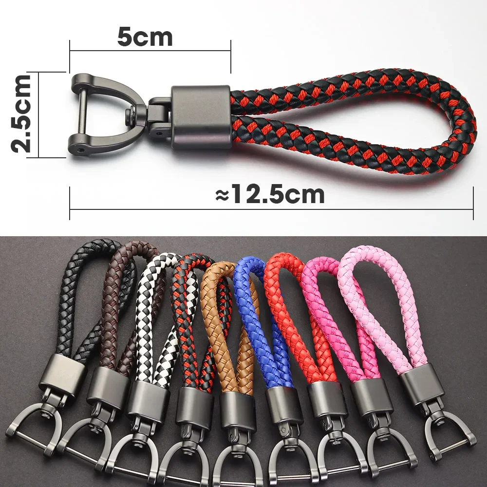 Hand Woven Leather Car KeyChain Detachable Metal 360 Degree Rotating Horseshoe Buckle Key Chain For Men High Quality Gift K393