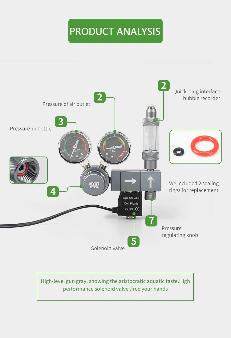 Aquarium DIY CO2-Regler Magnetventil Blasenzähler CO2-Kontrollsystem Fischbecken CO2-Druckminderer Ausrüstung – Detail 3