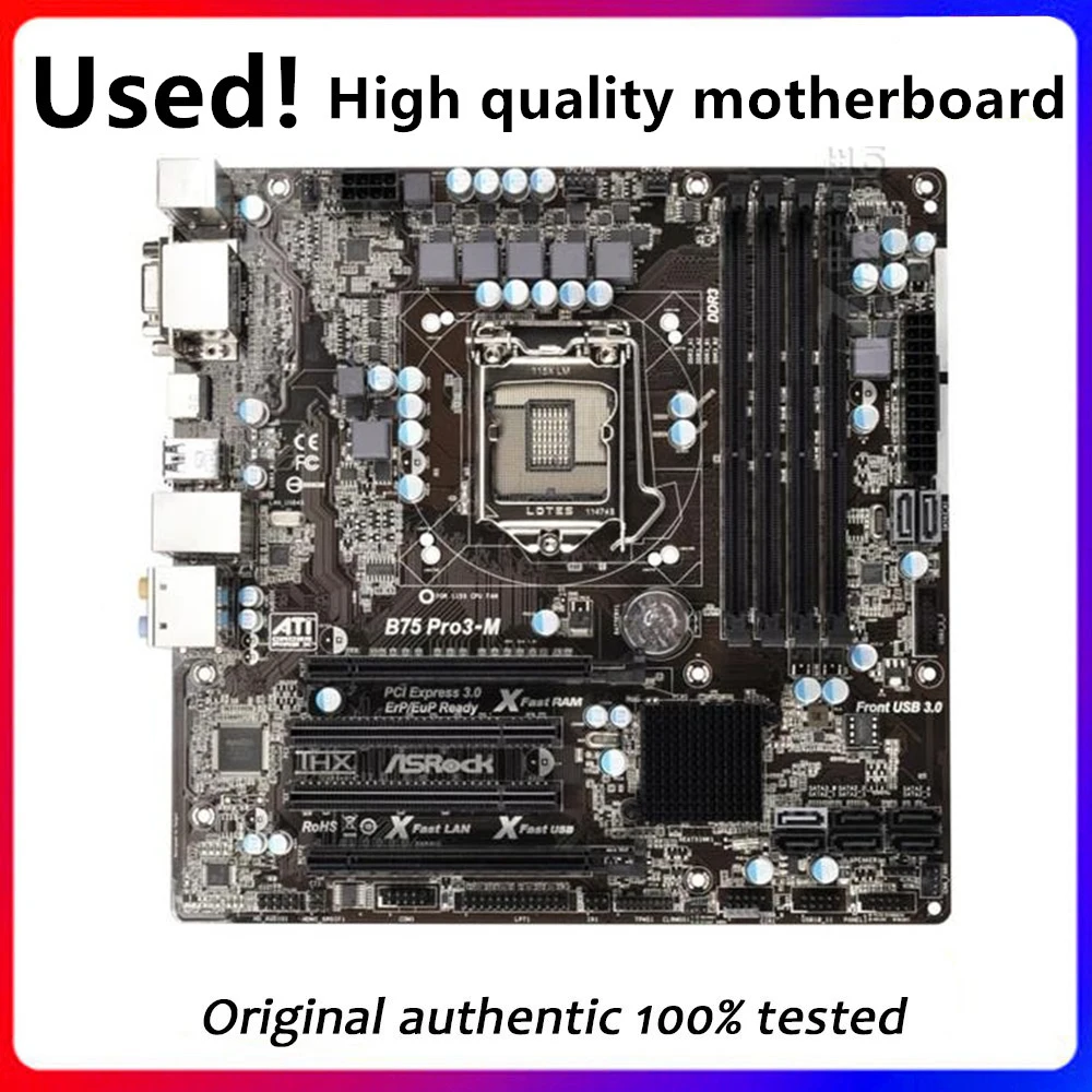 

For ASRock B75 Pro3-M B75M Computer Motherboard LGA 1155 DDR3 For Intel B75 P8B75 Desktop Mainboard SATA II PCI-E X16 Used