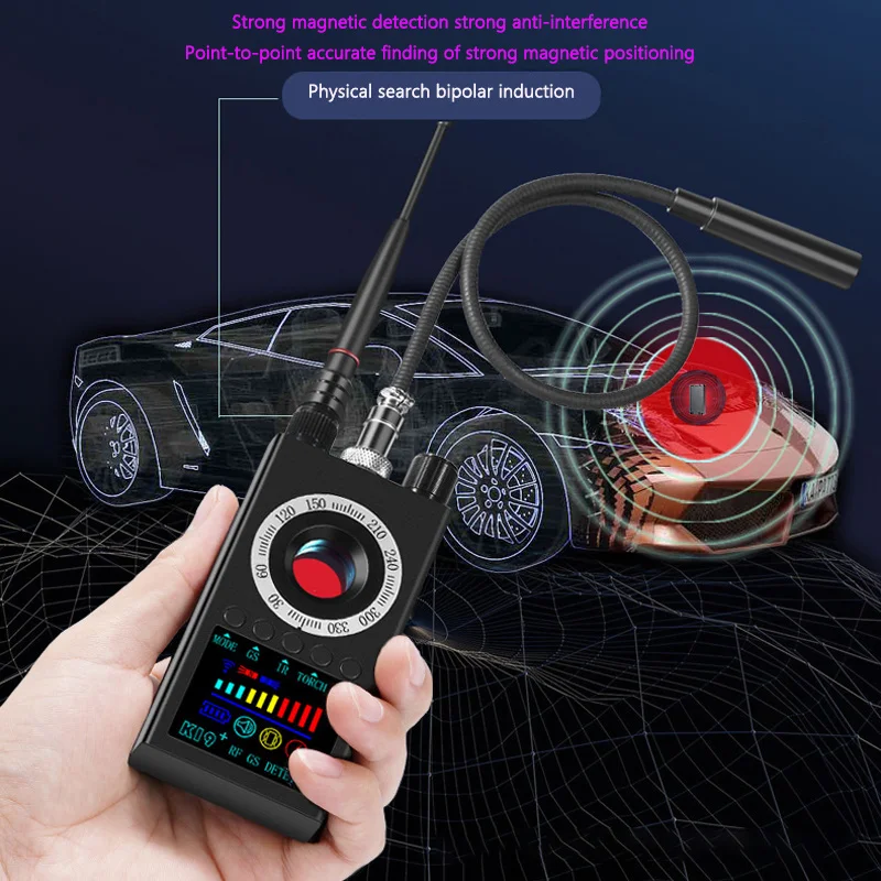 K19+ Automatic Scanning Anti Theft Monitor Track Wireless Signal Detector Infrared Camera Strong Magnetic Detection Flashlight