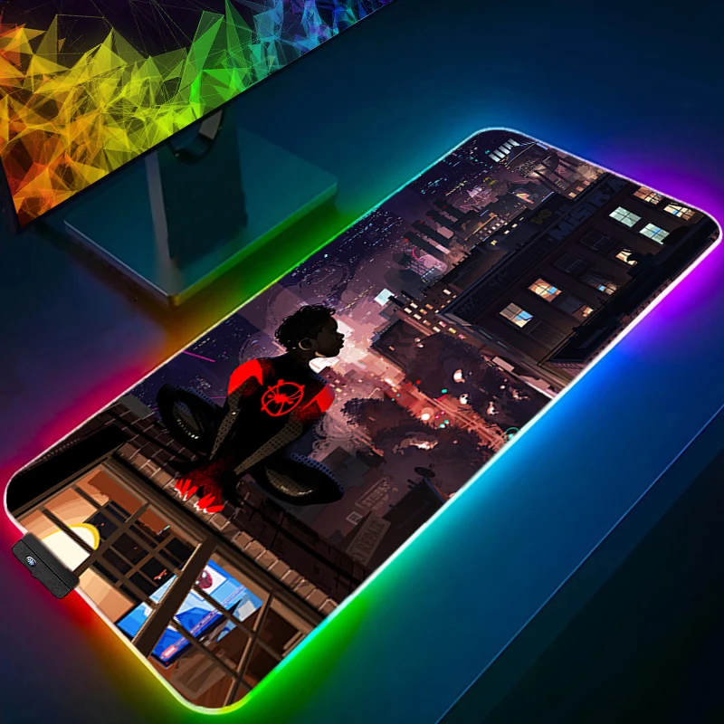 RGB الكمبيوتر Varmilo لوحة المفاتيح LED مكتب الكمبيوتر المحمول ماوس الوسادة الرجل العنكبوت الخلفية الألعاب الملحقات ألعاب السجاد مكتب حصيرة ماوس #3