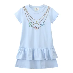 Jumping Meters 2-7T Summer Girls Dresses Short Sleeve Children's Clothing Hot Selling Baby Frocks Toddler Kids Dresses