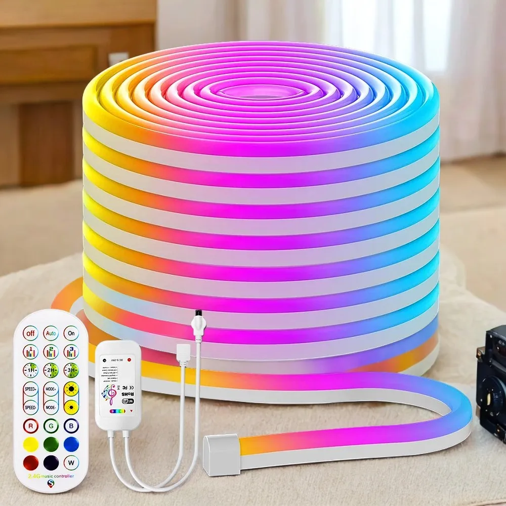 Neon Strip Light ,3/5m Smart  WIFI APP RGB ,16Colors, DIY Light Waterproof Flexible Light Strip Work With Alexa