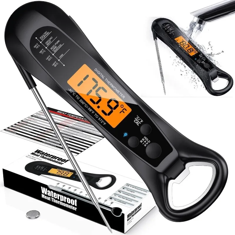 

Meat Thermometer Digital, 1 Sec Instant Read, NIST Certified Accurate to ±0.5℉, Ultra Bright LED Screen, 100% Waterproof,