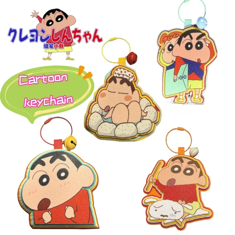 

New Crayon Shin-chan Anime Cartoon Non-woven Keychain High Color Value Cute Student Schoolbag Pendant Decoration Birthday Gift