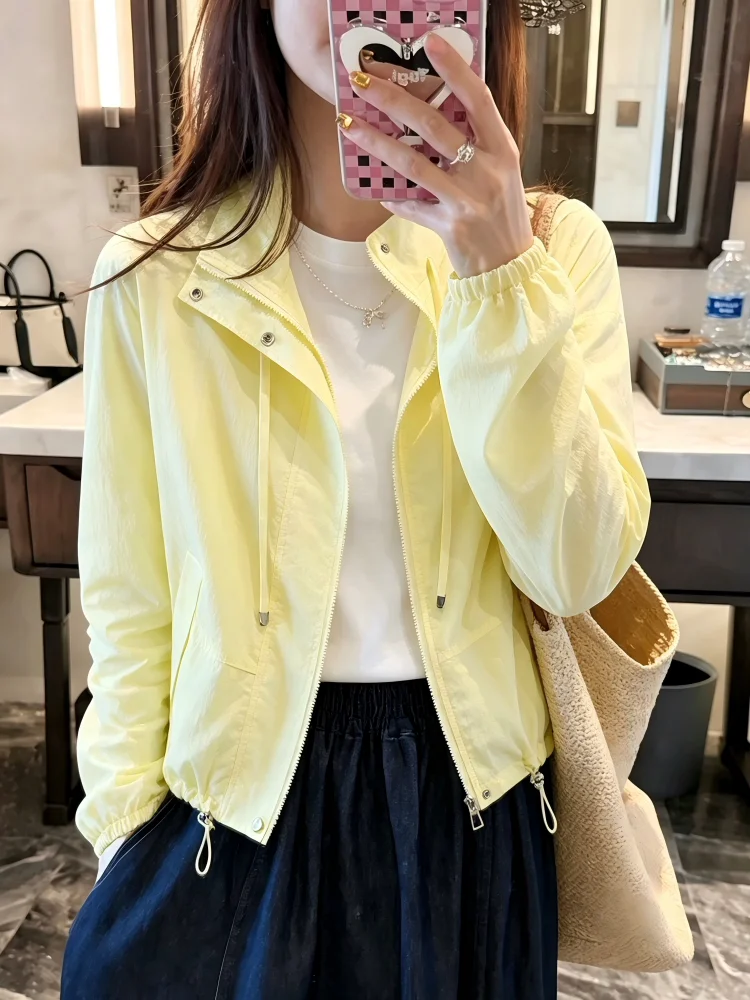 Yellow Goose Short Lightweight Casual Sun Protection Jacket for Small Stature Commuter Style Loose Fit Zipper Closure