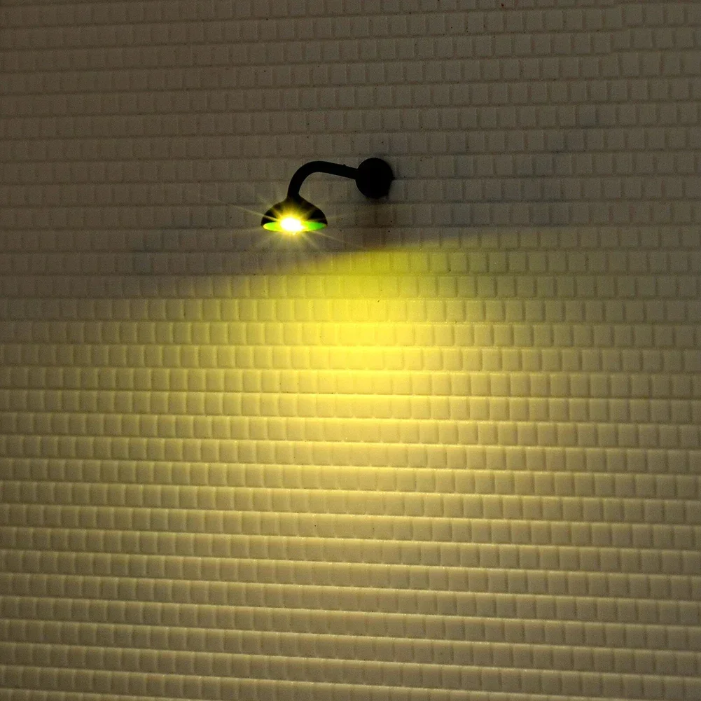 10 sztuk lamp Model kolejowa HO skala 1:87 3.8cm lampa wisząca zewnętrzna ściana gęsia szyja światło dla domów H0 ozdoba budynku