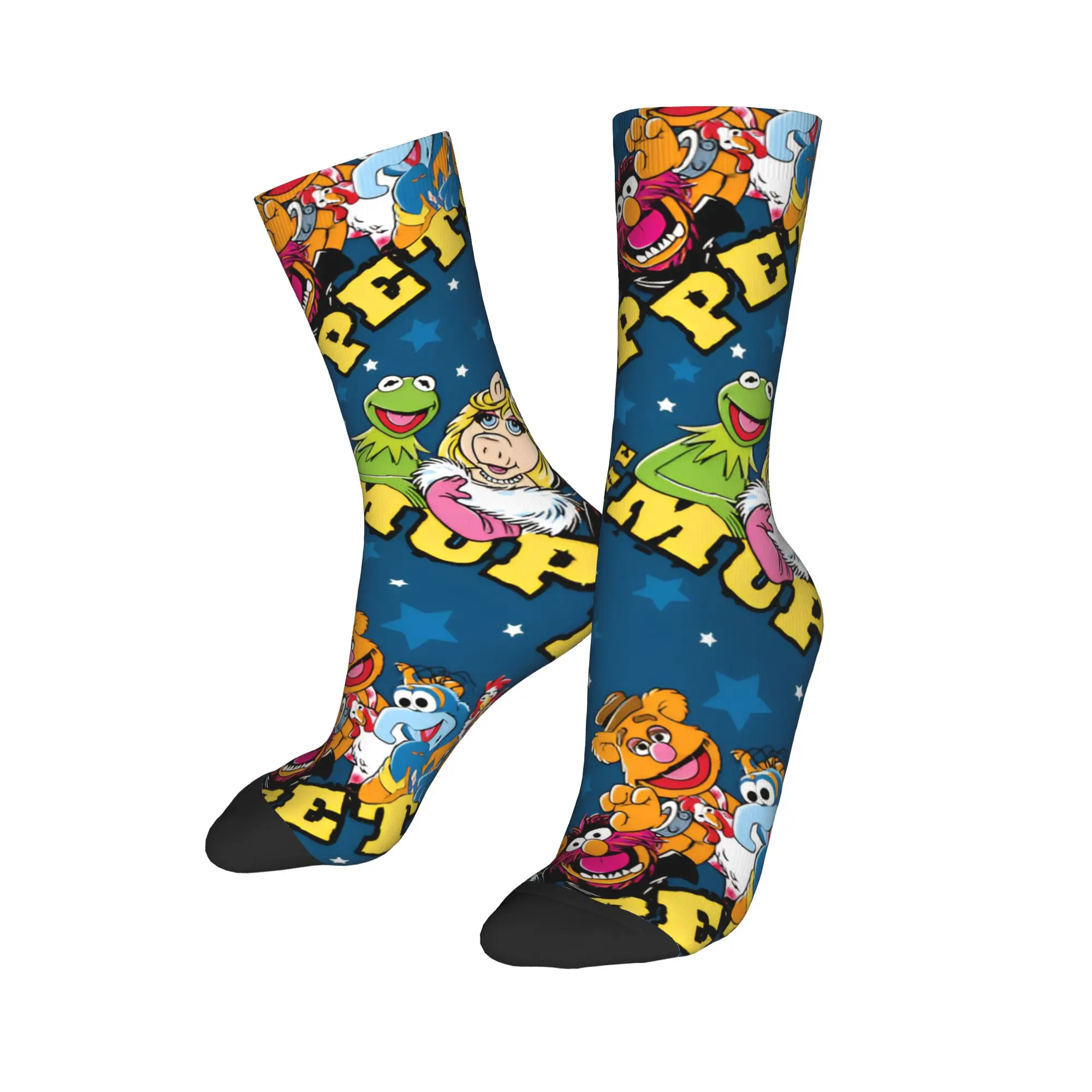 M-Muppets شخصيات على جوارب زرقاء جوارب بأشكال مضحكة الكبار الرجال الجوارب المريحة الخريف سكيت تصميم عدم الانزلاق الجوارب هدية