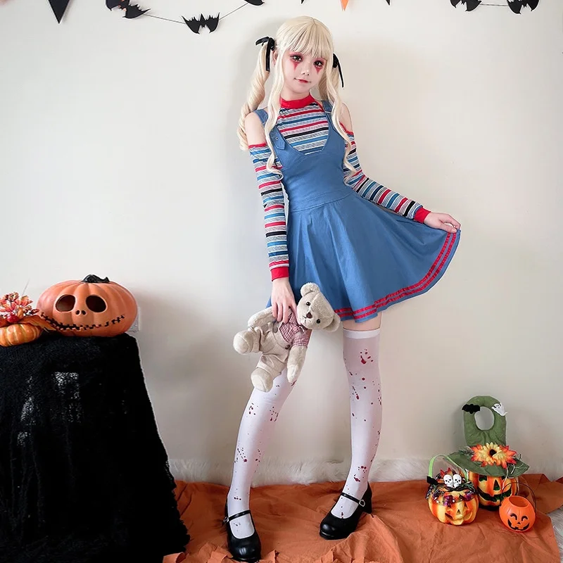 Costume de Cosplay pour adultes, poupée de terreur d'halloween, tenue de réanimation Dr, vêtements de Clown de cirque, matériau en Polyester