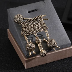 Alloy Sewing Machine Tassel Brooch Pin For Women Winter Jewelry Gift