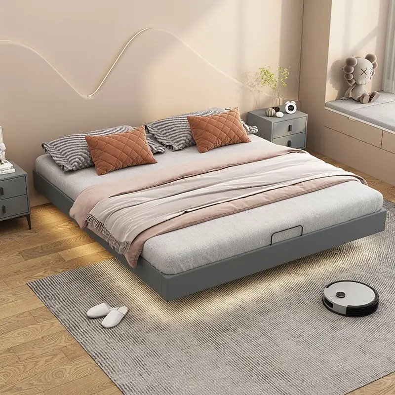 Suspended bed, all solid wood without bedside tatami row skeleton bed frame