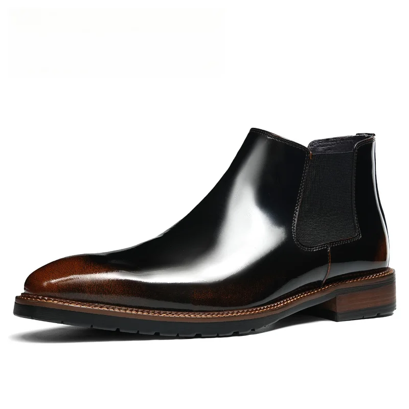 

Мужские ботинки из натуральной коровьей кожи, черные, класса люкс, для банкетов и деловых встреч, без шнурков, зимние.