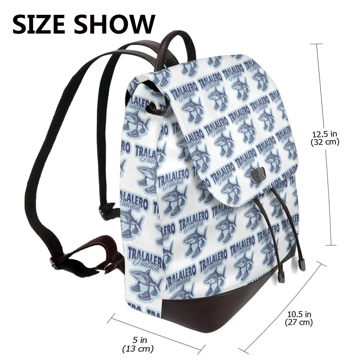 Tralalero Tralala Shark Italian Brainrot Bookbag School Student Bags Hiking Travel Daypack for Women Fashion Derma Backpack