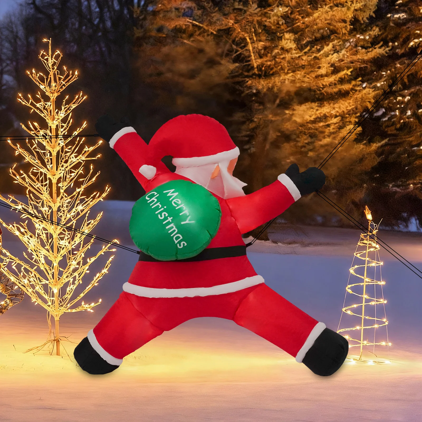 Hangende kerstopblaasboten met kerstmuts, kerstopblaasbotendecoraties met ingebouwde LED-verlichting, ornamenten