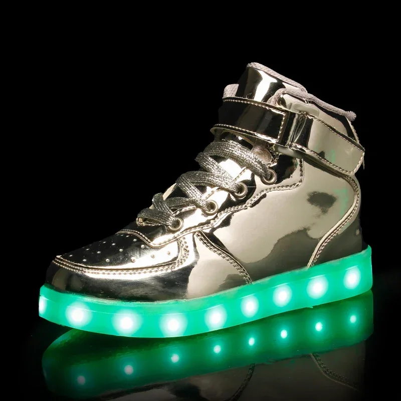 New Year LED Light Up Shoes for Boys Girs USB Charging Flashing Luminous Trainers for Festivals Kids Christmas Party Shoes