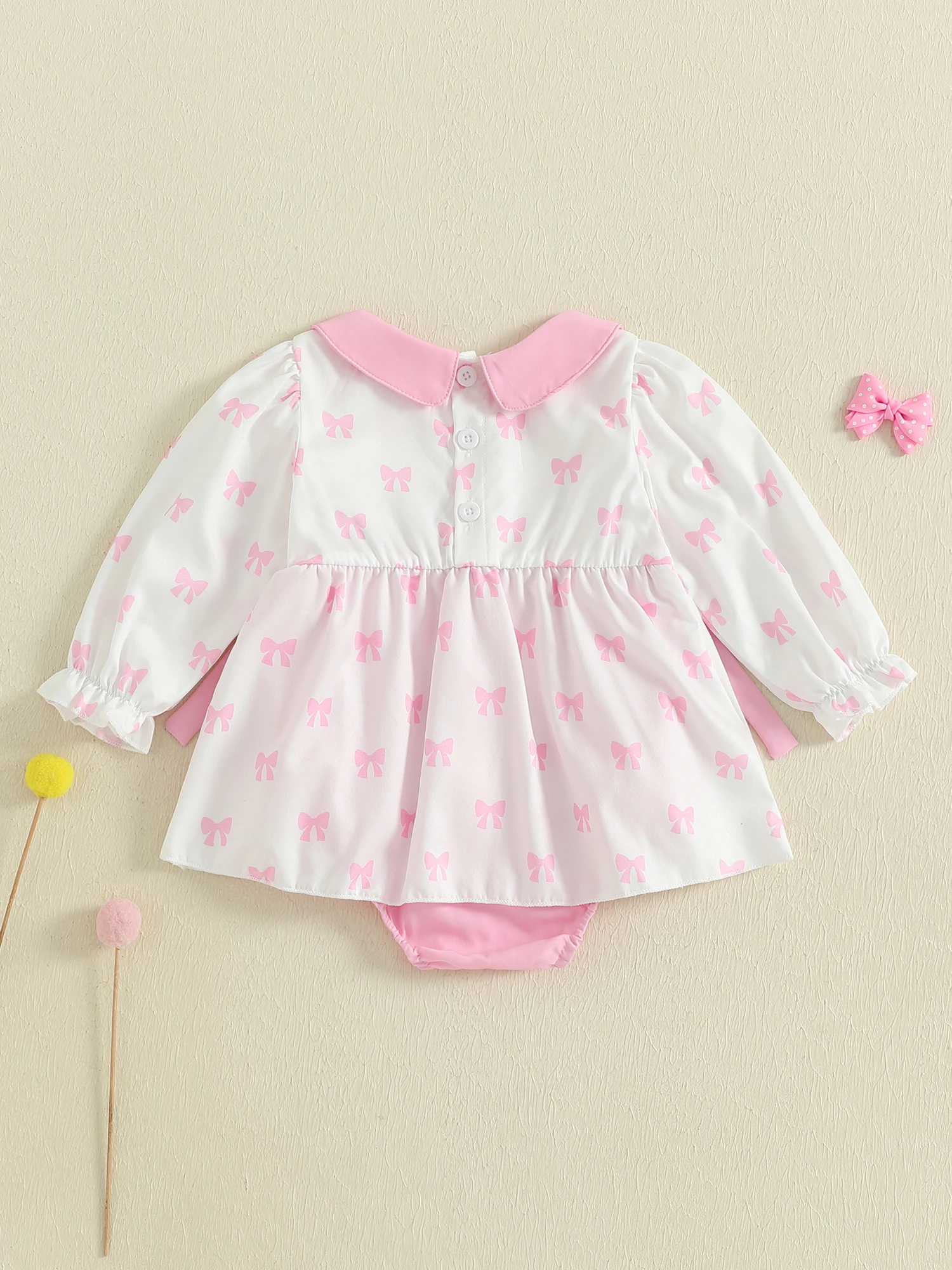 

Infant Girl Jumpsuit with Ruffle Sleeves and Floral Print Bow Tie Romper Autumn Clothing Set for Newborn Baby Girl