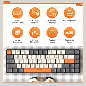 60٪ بلوتوث لاسلكي مزدوج الوضع صغير قابل للتبديل السريع 68 مفتاح مفتاح لوحة مفاتيح ميكانيكية حمراء للكمبيوتر الشخصي PS4 Xbox iPhone iPad أفضل 8 فساتين فاخرة مبيعا في 60 عاما للنساء - رقم 1