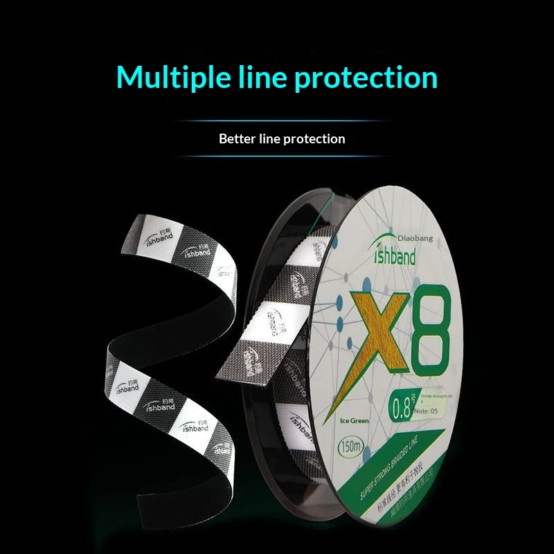 

Леска Diaobang Ice Green, стандартная, диаметр 150 метров, 8-жильная PE-леска, Dali Road Yawei Line, без увеличения объема