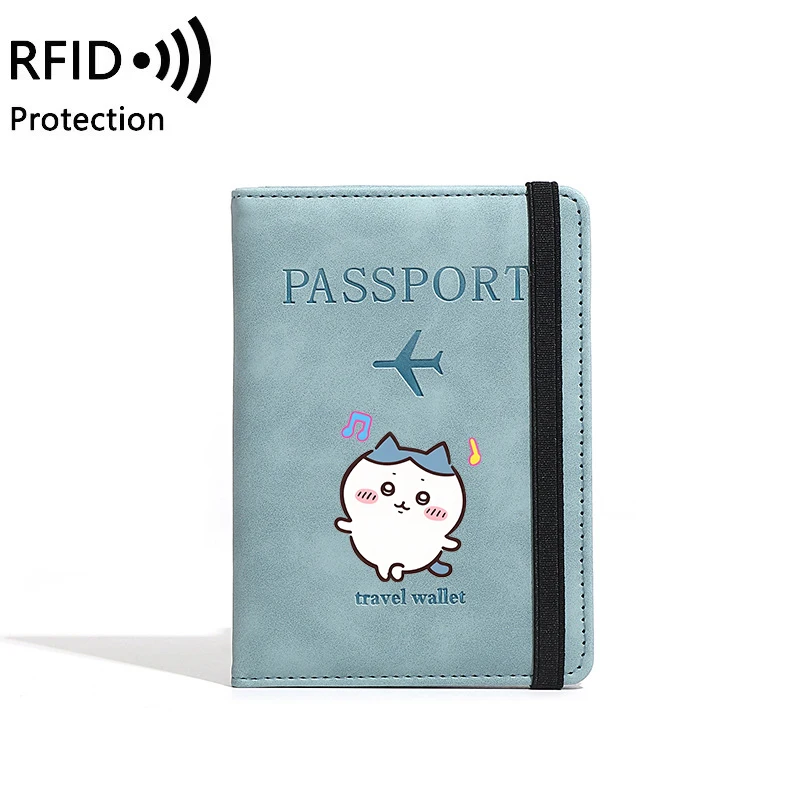 Image 6: Porte-passeport RFID Chiikawas pour femmes et hommes, portefeuille de voyage, organiseur de documents, porte-documents portable imperméable pour filles, cadeau pour passeport