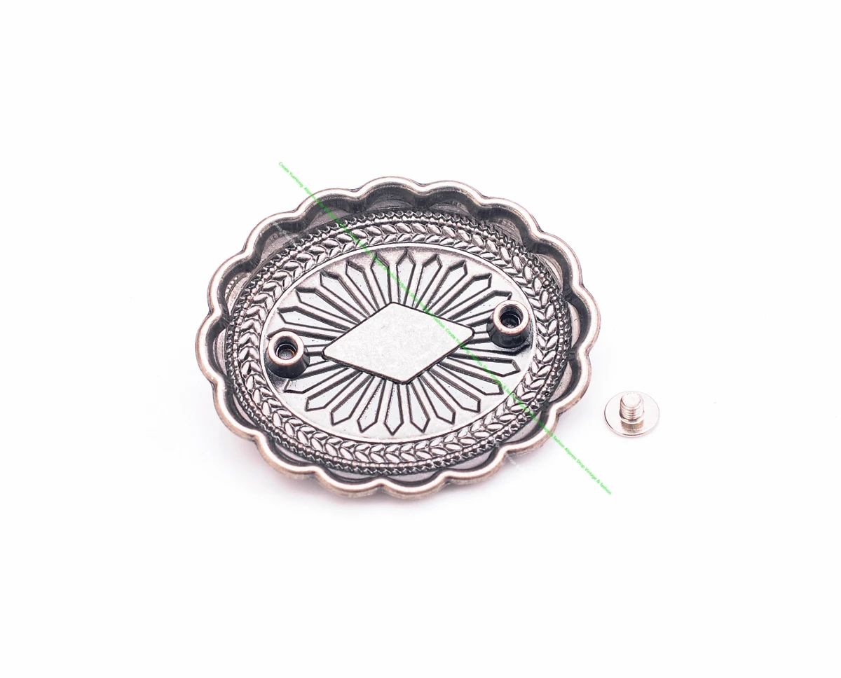 Dw2336 6pcs antikes Silber indische ethnische Sonnenblume Türkis Western Concho Gürtel Leder handwerk Handtasche oval Concho Knopf Dekor – Detail 21