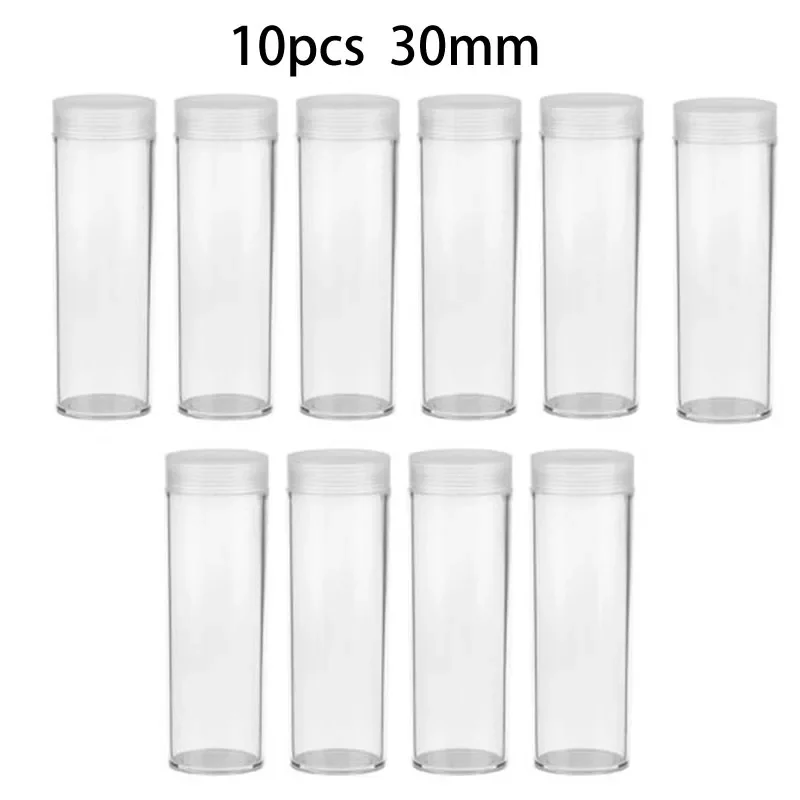 Practical Useful Coin storage tube Holder Plastic Portable Tube Clear Protection Round Transparent 10pcs 30mm Accessories