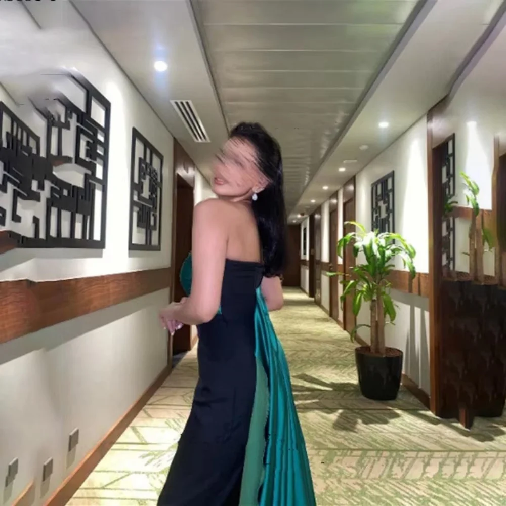 تخصيص رائعة Ruched المرأة فستان حفلة موسيقية مثير بلا أكمام الساحرة حورية البحر الطابق طول فستان الحفلات المرأة الساتان ثوب مسائي