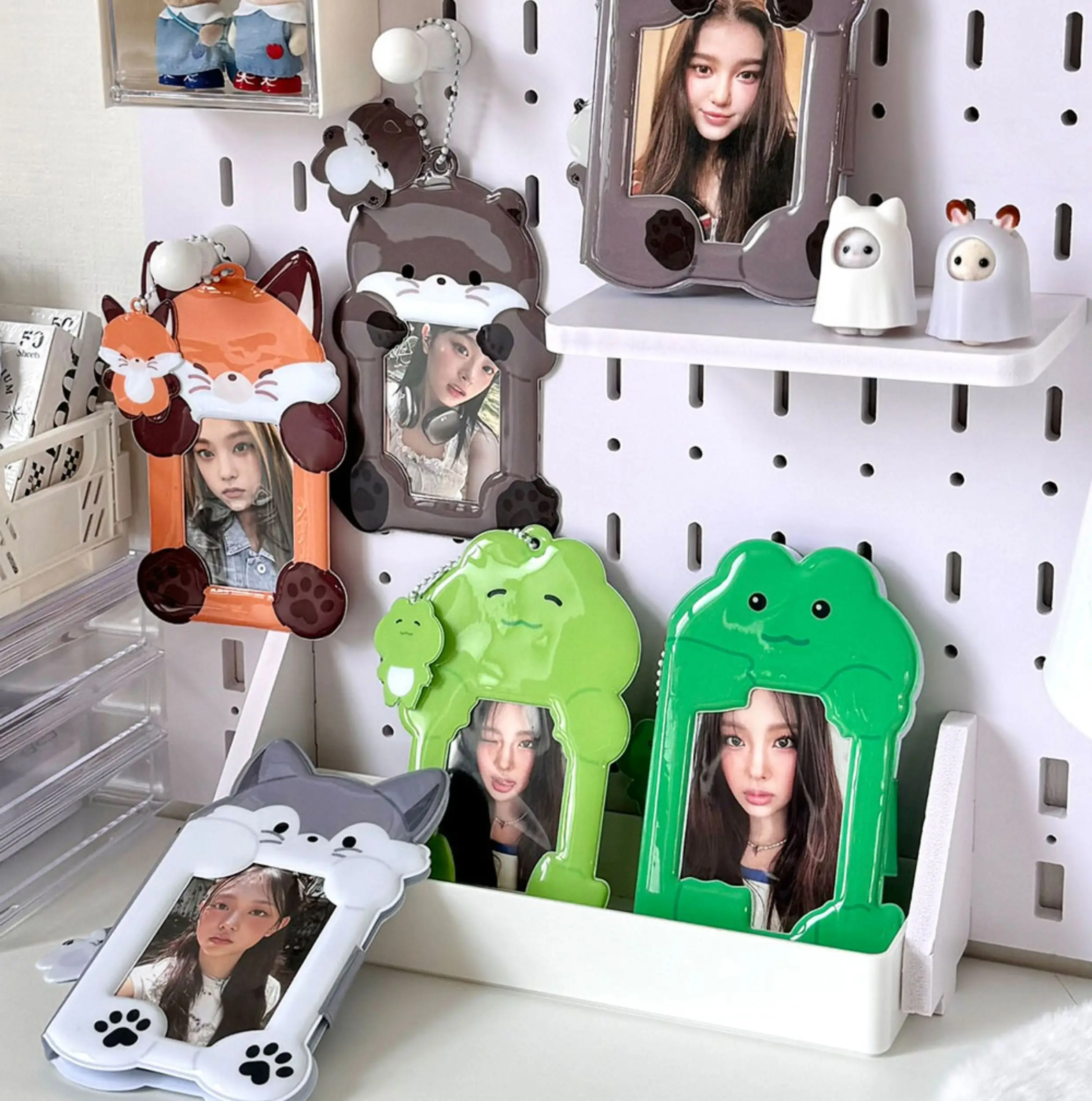 Cute Fox & Wolf Korean Photo Card Holder, K-pop Idol ID Protector