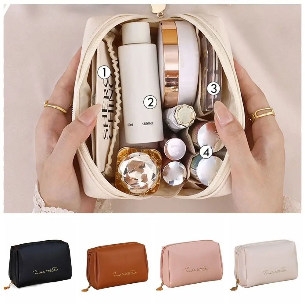 سستة المرأة حقيبة مستحضرات تجميل مقاوم للماء الكورية نمط بولي PU حقيبة مستحضرات التجميل حقيبة أحمر الشفاه الصغيرة مربع السفر حقيبة أدوات الزينة الإناث/الفتيات