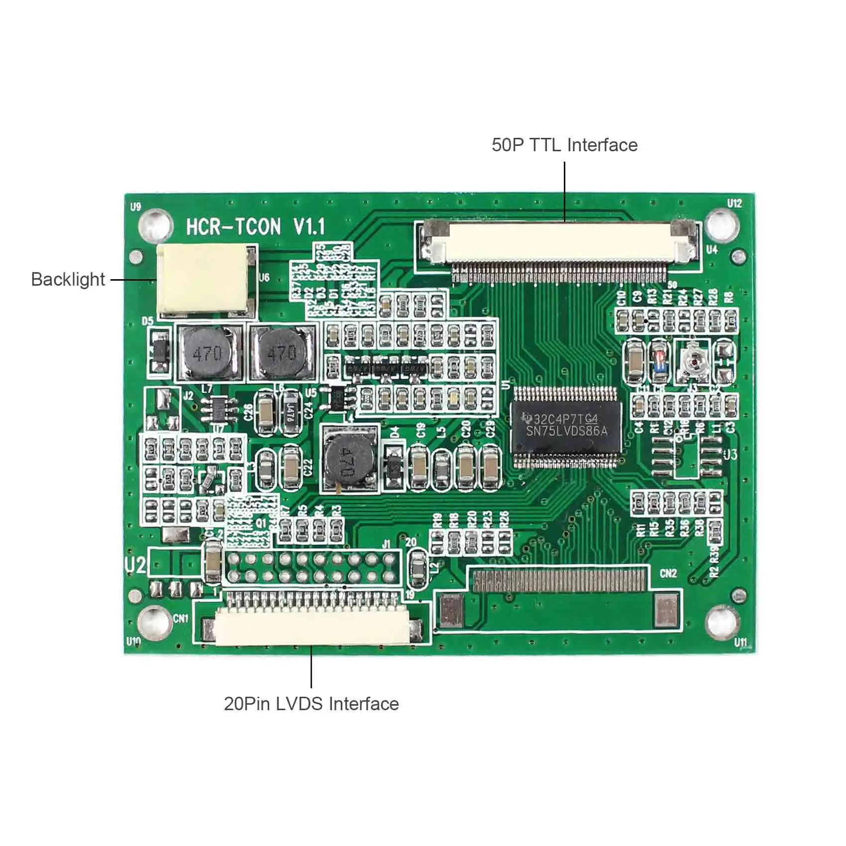 Fit To AT065TN14 AT070TN92 AT080TN52 TTL Converter board 20Pin LVDS signal