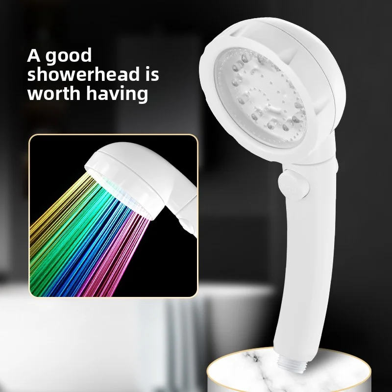

Rainbow LED Shower Head! Pressurized Flow + One-Click Water Stop - Turn Bath Time Into a Light Show!
