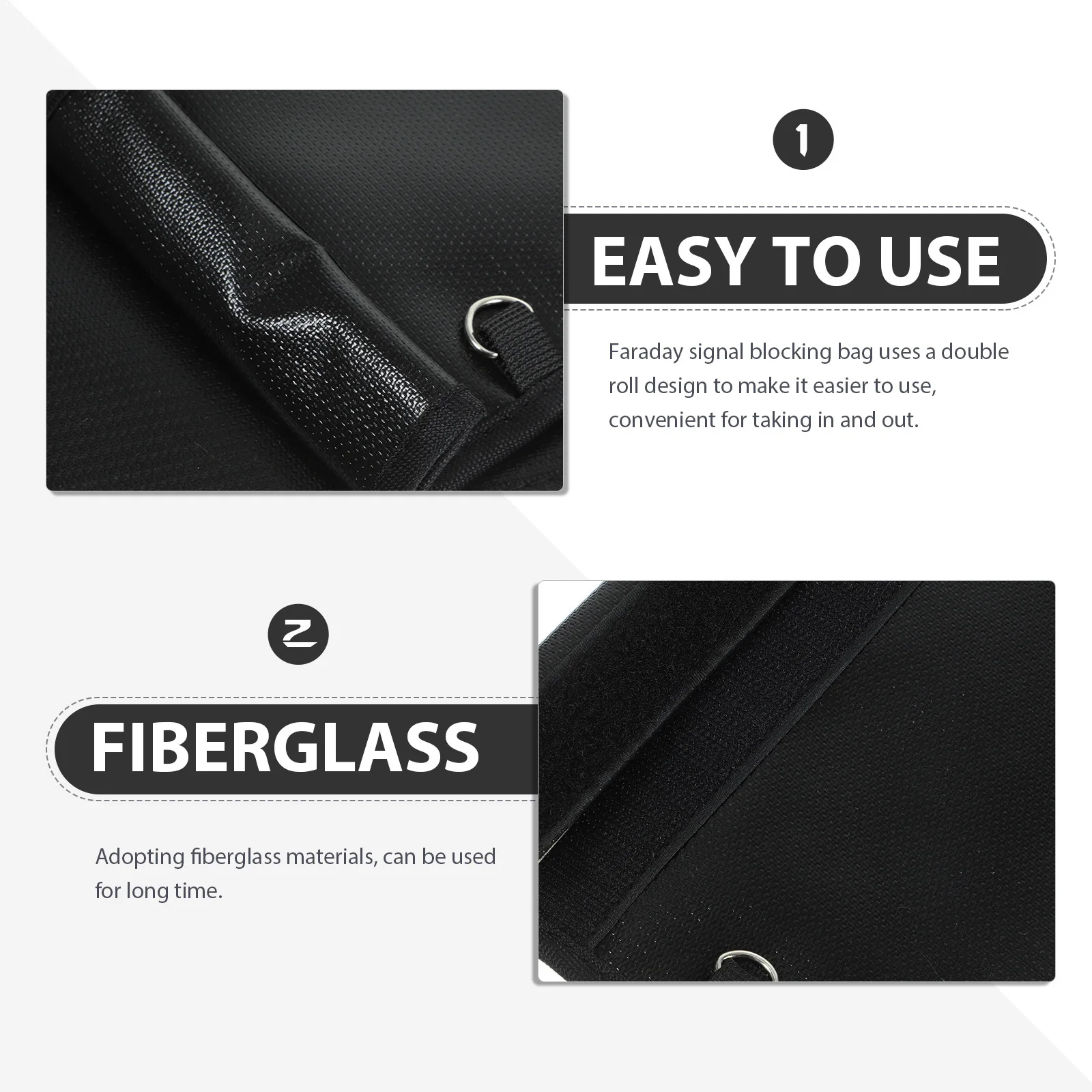 2Pcs Faraday Bags Fireproof Document Pouch Anti Lightweight Portable Protection for Phones