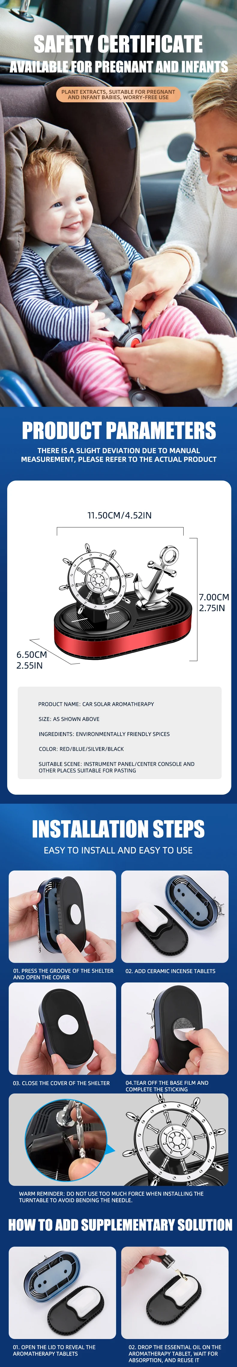 Anker Auto Lufter frischer Duft Solar rotierende Parfüm Diffusor Auto Interieur Armaturen brett Mittel konsole Dekoration Ornamente – Detail 9