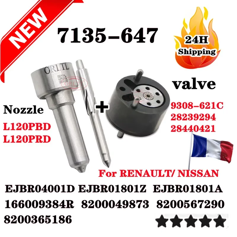 

НАСАДКА (L120PBD) ИНЖЕКТОРНЫЙ КЛАПАН 9308-621c РЕМОНТНЫЕ КОМПЛЕКТЫ (7135-647) ДЛЯ RENAULT NISSAN EJBR01801A EJBR01801Z EJBR04001D