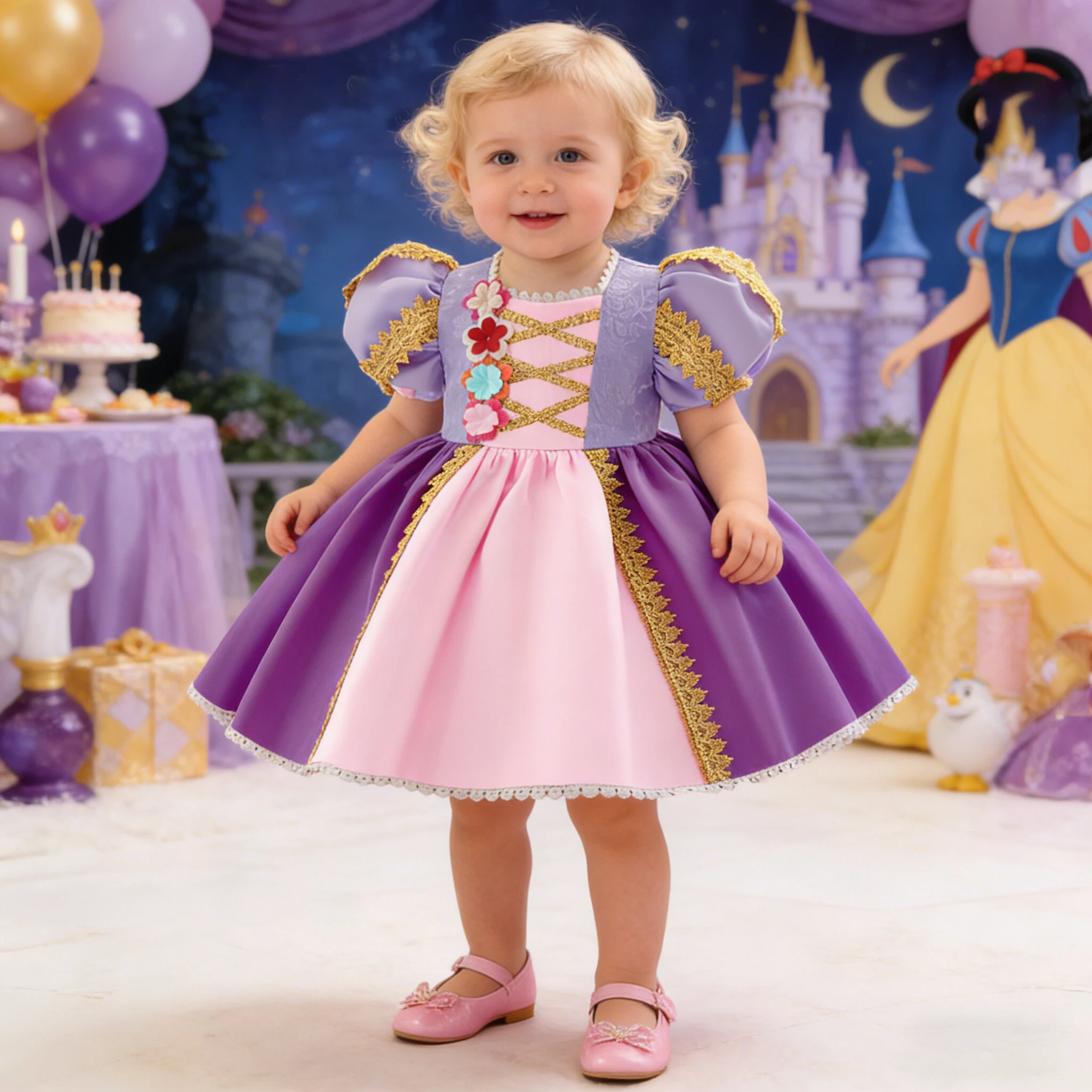 

Платье для девочки на 1-й день рождения, карнавальное, с цветами, для принцессы, с бантом, для свадьбы, для подружек невесты