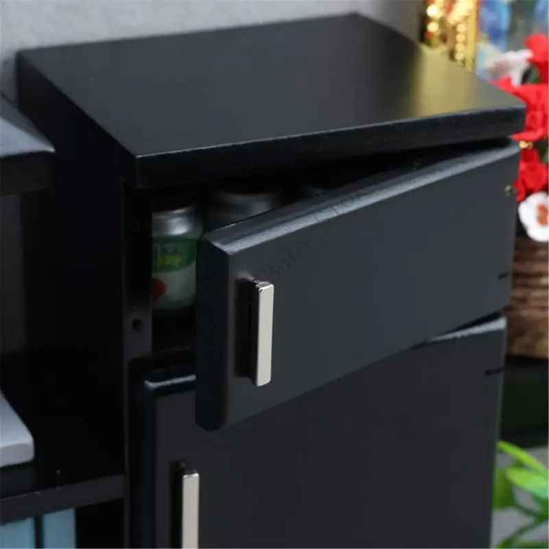 XXFE-refrigerador cocina en miniatura, pieza decoración madera para entusiastas casas muñecas y fabricantes