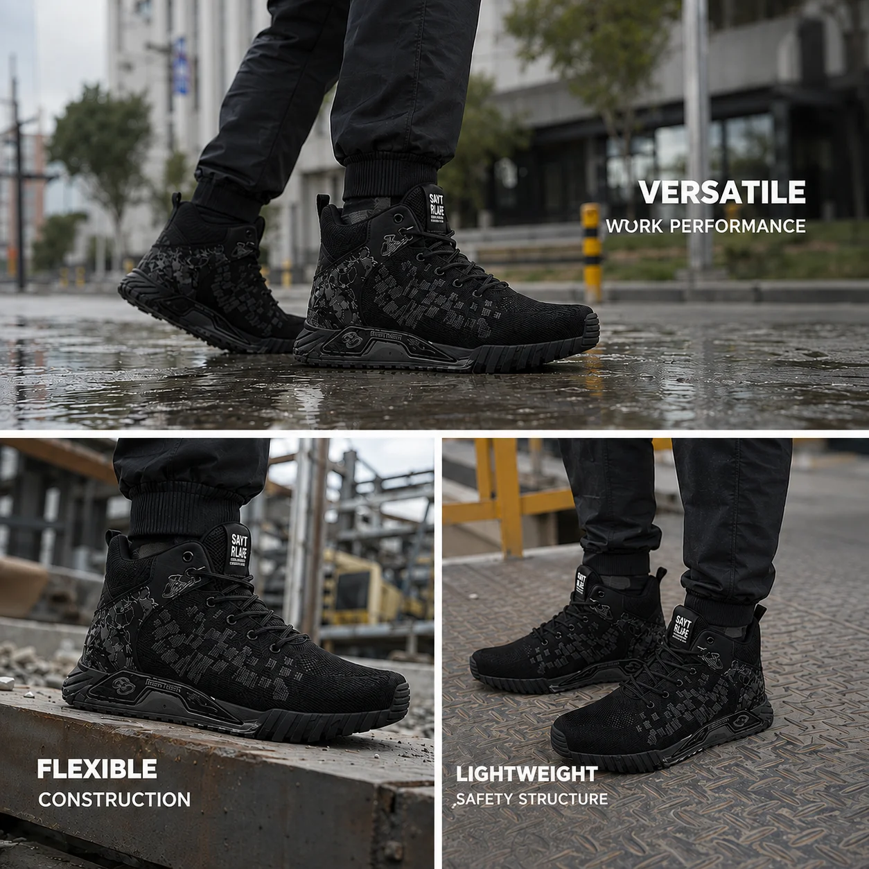 Wear Resistant Durable Steel Toe Work Shoes for Men Women Impact Resistant Steel Toe Cap Lightweight Comfortable Industrial Safety Sneakers All Seasons Construction Footwear Full Sizes Available Perfect Father’s Day Gift for Hard Workers view 8