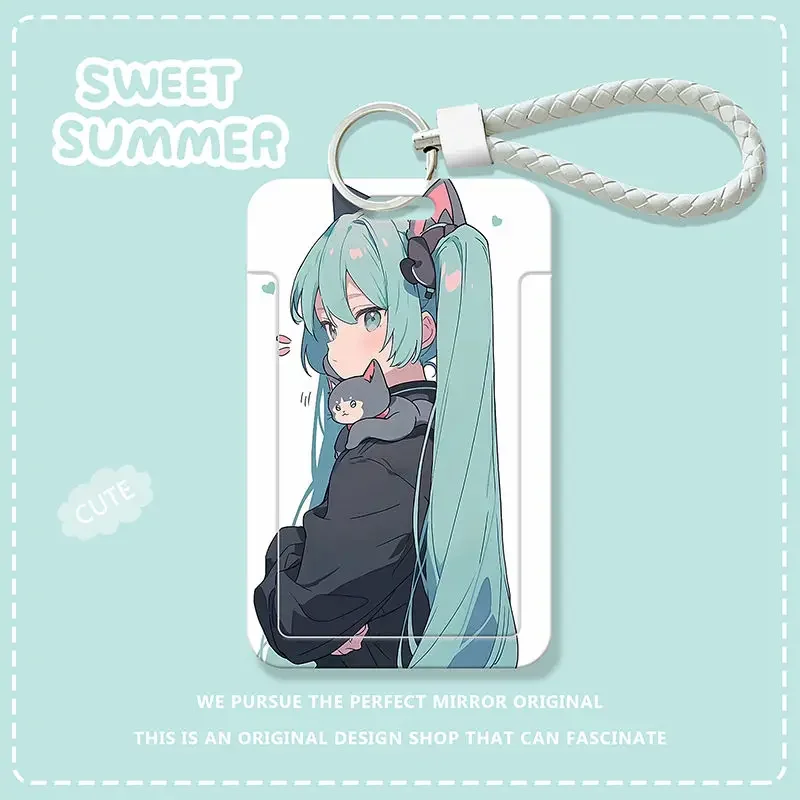 Hatsune Miku Anime Card Cases Kawaii con portachiavi Cute Miku Cat Figure Printing Card Holder custodia protettiva Student Campus Gifts