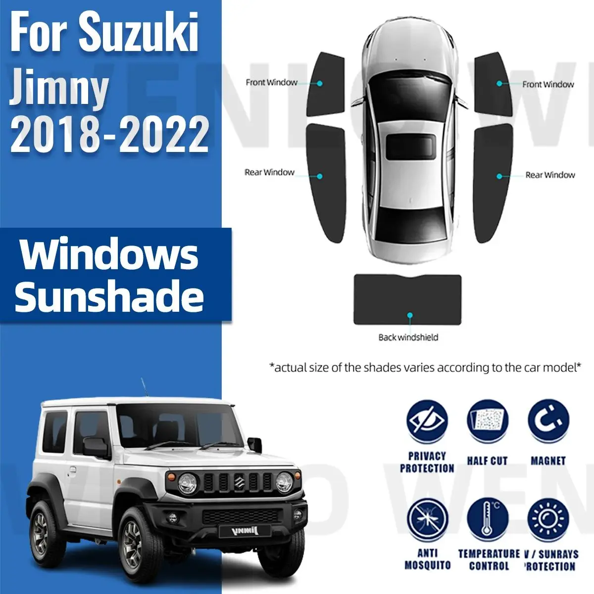 

For Suzuki Jimny 2019 2020 2021 2022 Magnetic Car Sunshade Front Windshield Frame Curtain Rear Side Window Sun Shade Visor