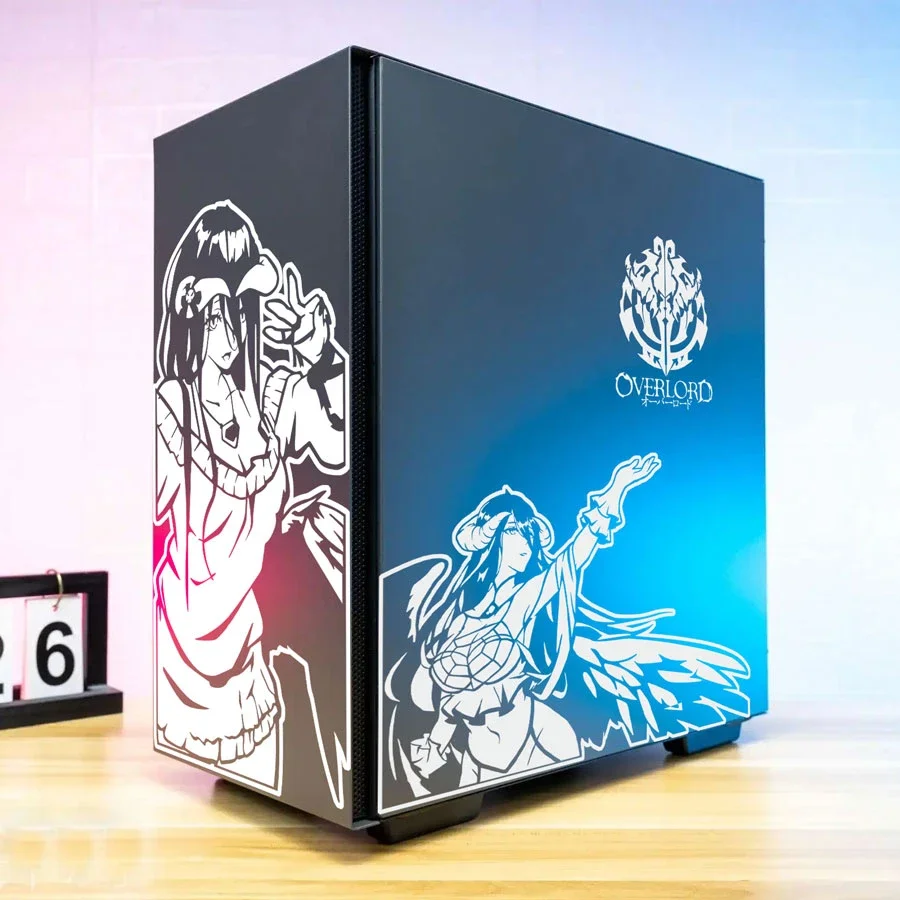 Overlord Albedo Anime Stickers per PC Case Cartoon Deocr decalcomanie per ATX Computer Chassis Skin, impermeabile facile rimovibile