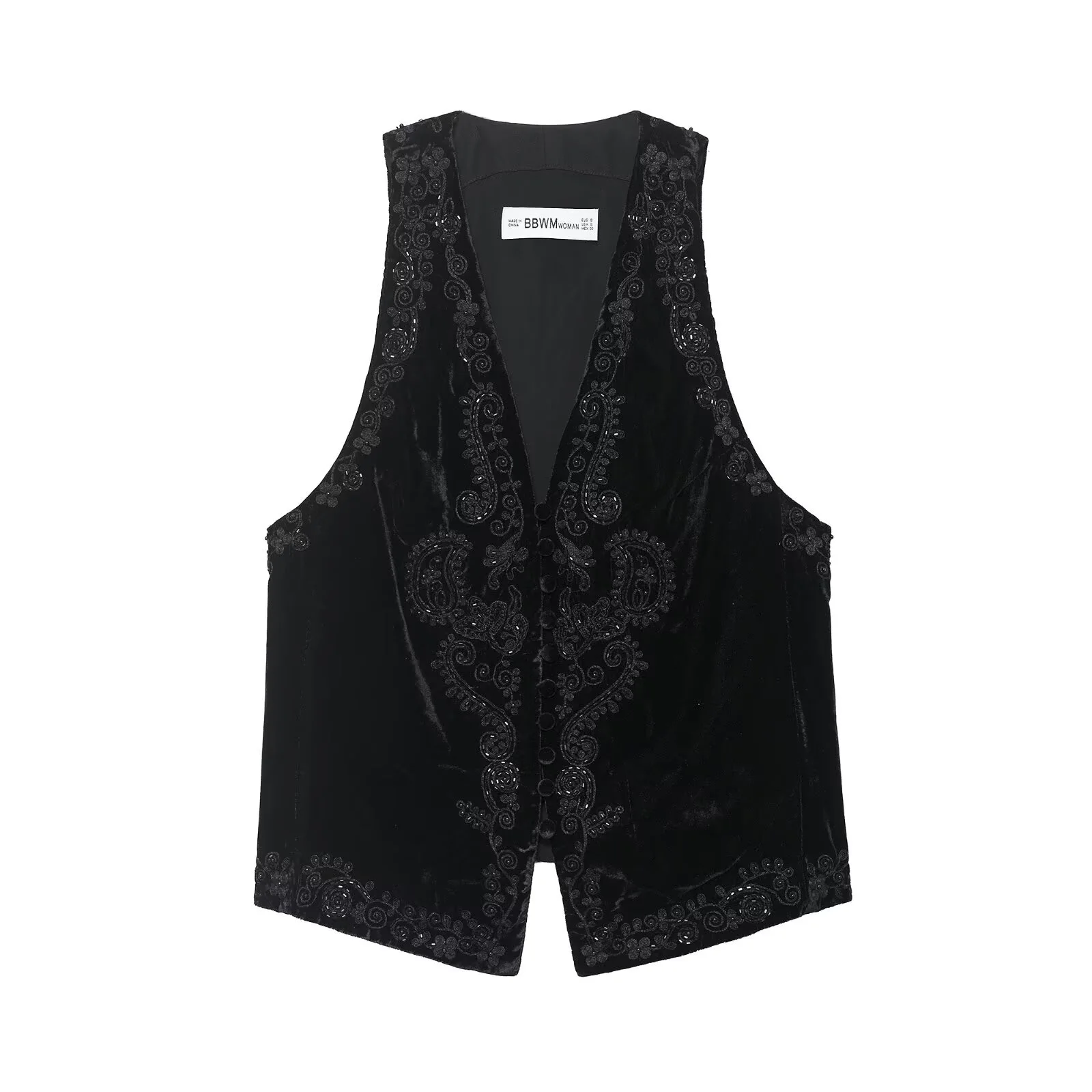 

Европейский и американский стиль 2025, зимнее новое поступление, женская мода, простой облегающий жилет без рукавов с вышивкой, бархатный жилет