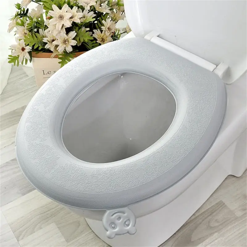 Winter Warm Toilet Seat Cover Closestool Mat Bathroom Accessories Knitting Pure Color Soft O-shape Pad Bidet Cover