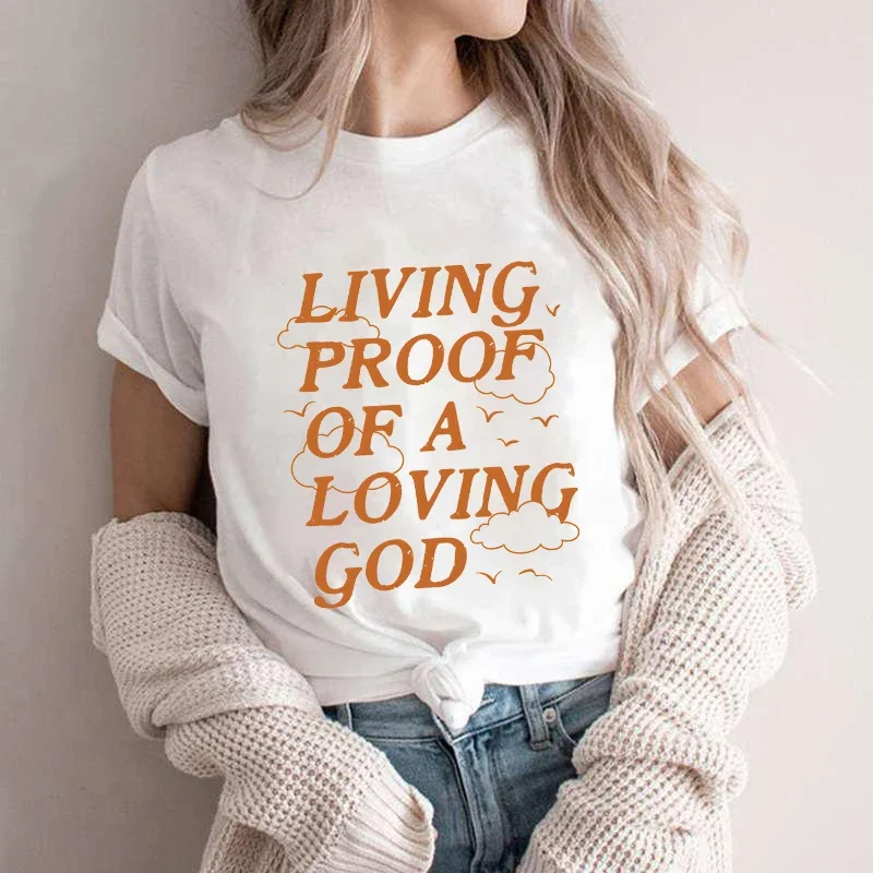 

Женская летняя футболка Live Proof of A Loving God с принтом Y2k, унисекс, религиозные футболки с христианским крестом Иисусом и короткими рукавами, свободные топы