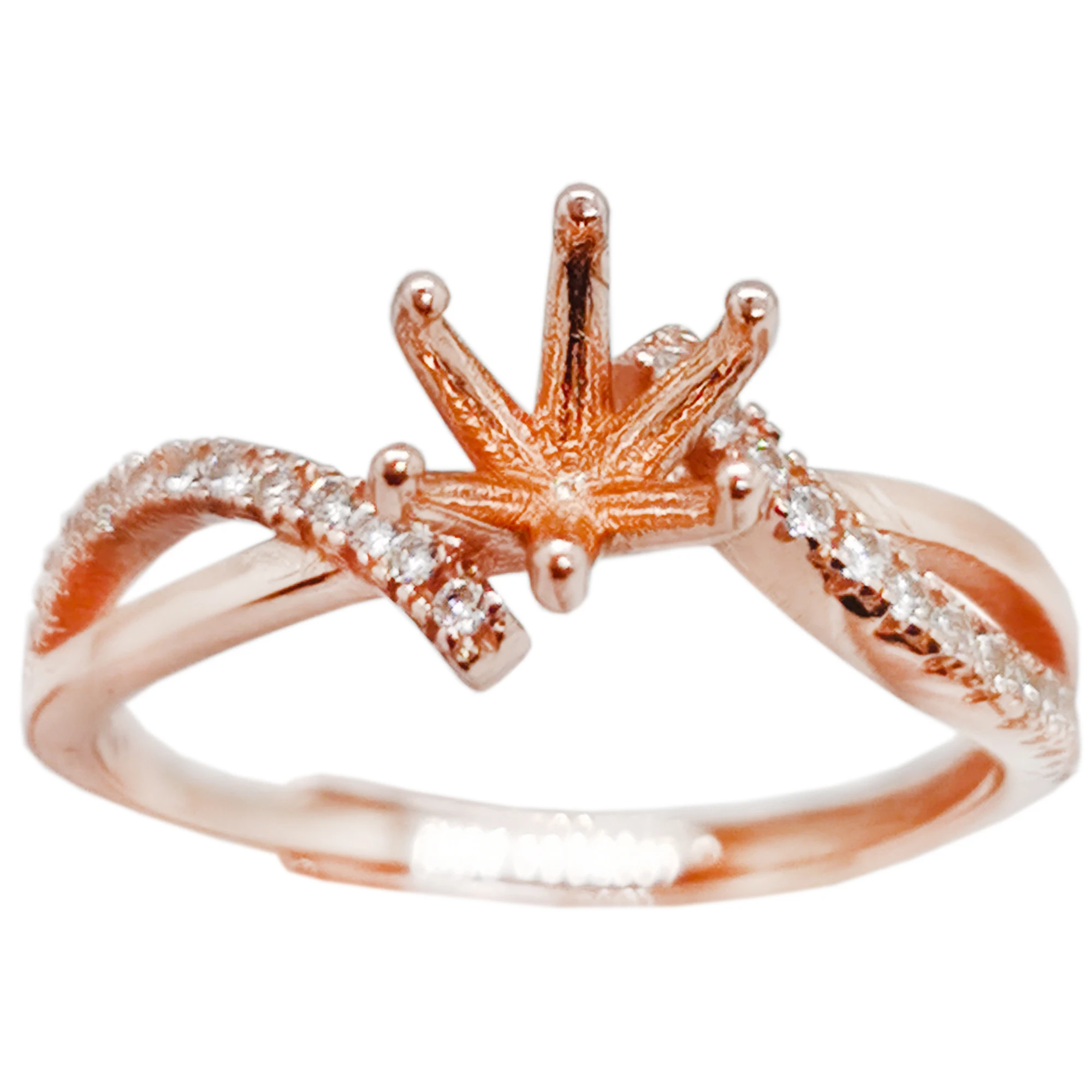 

Fashion Six Prongs Gemstone Ring Setting 6.5mm 18K Rose Gold Plating Engagement Ring Setiing for Jewelry Making
