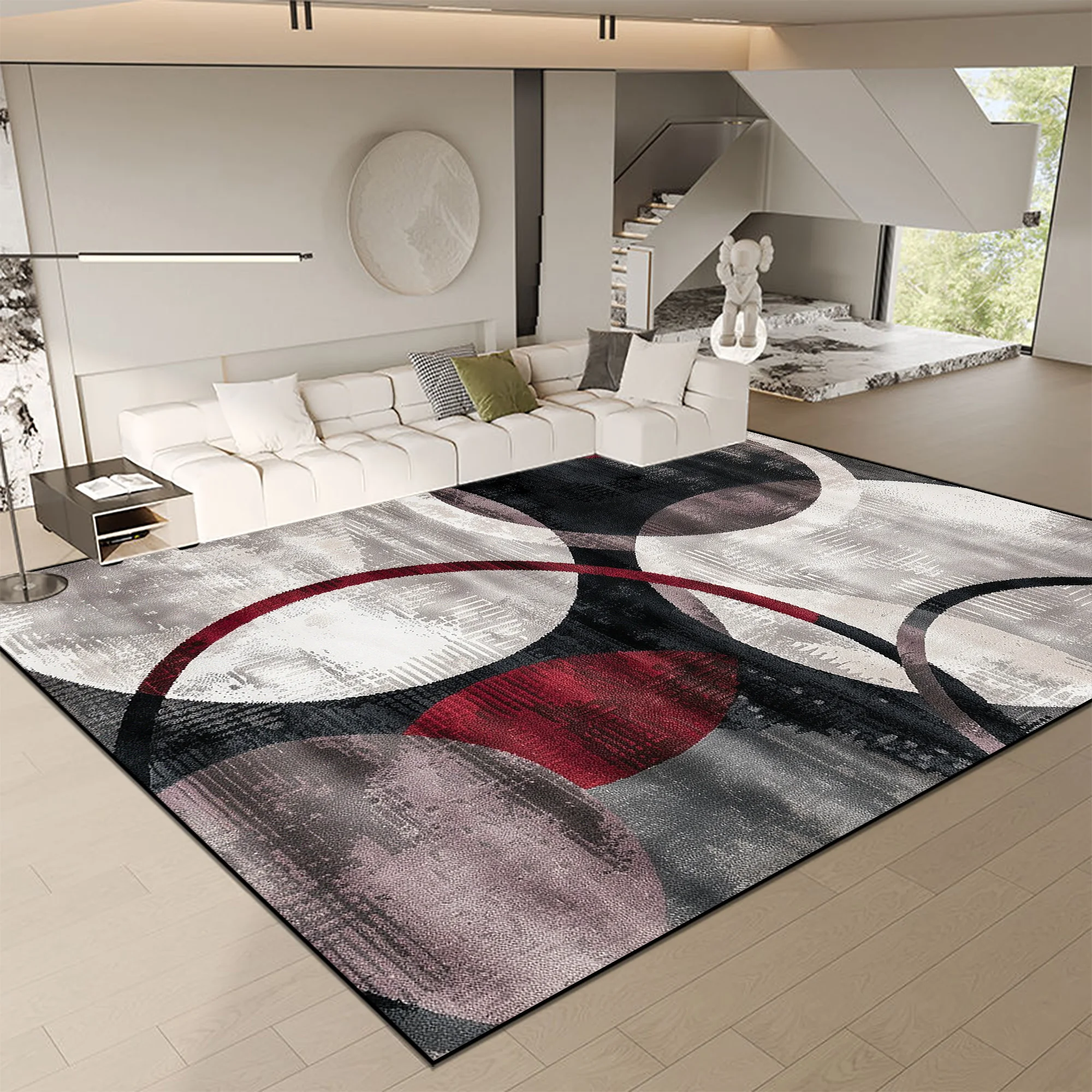 Nordic Abstract Geometry big Size Rugs for Living Room Decoration Light Luxury Anti-slip Floor Mats Home Bedroom Washable Carpet