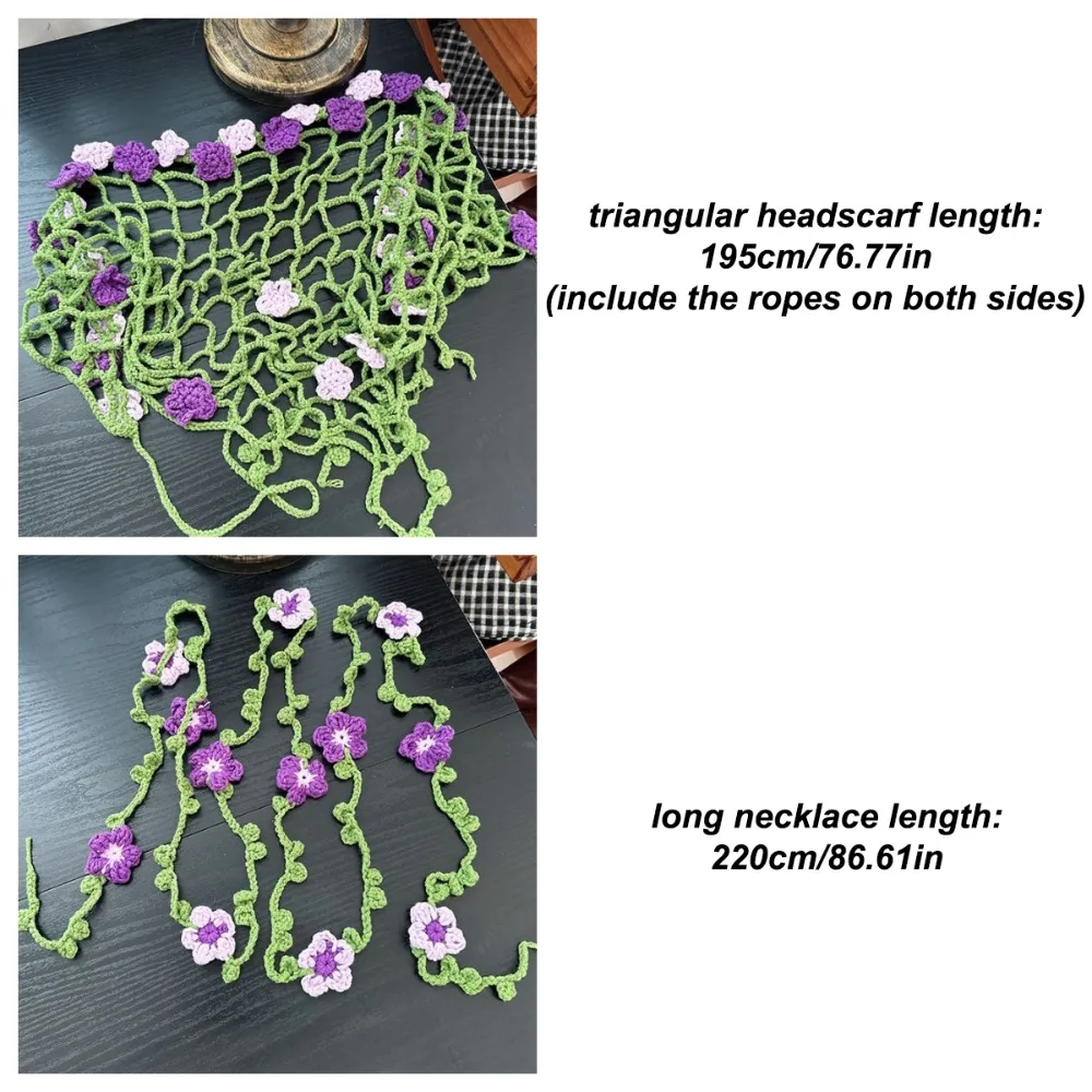 النمط الرعوي محبوك زهرة الخصر سلسلة هيرباند أنيقة زهرة الثلاثي الحجاب خمر قلادة طويلة