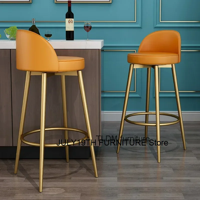 Design Kitchen Chair Luxury Design Orange High Bar Stools Nordic Luxury Home Modern Chaises Salle Manger Interior Decoration