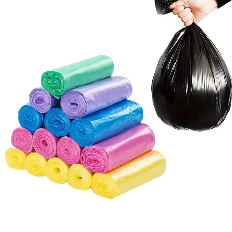 100 Uds 45x50cm bolsas de basura a prueba de fugas fáciles de rasgar, bolsa de basura desechable multicolor para cocina, baño de mascotas, oficina
