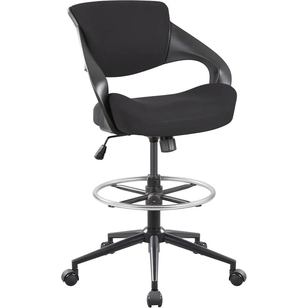 Ergonomic Swivel Chair with Lumbar Support and Foot Ring for Standing Desks - Black