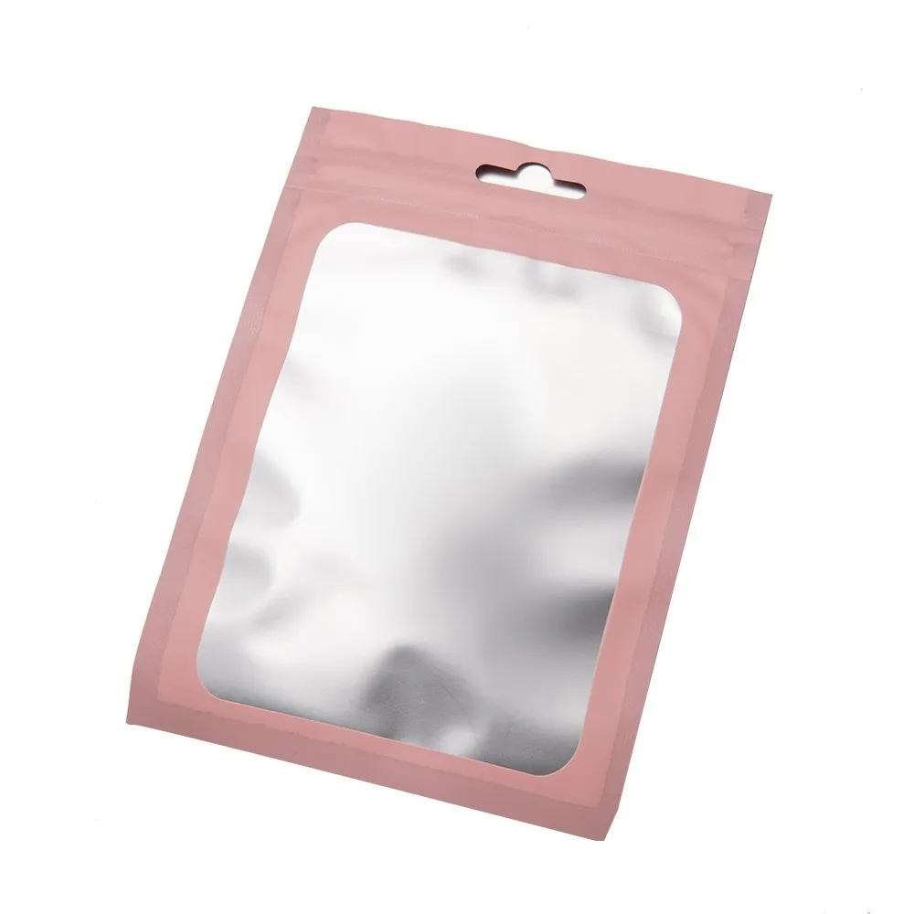 10Pcs Pink Plastic Matte Mylar Zip Lock Packaging Bag For Jewelry Necklace Storage Display Pouch Small Business Wholesale