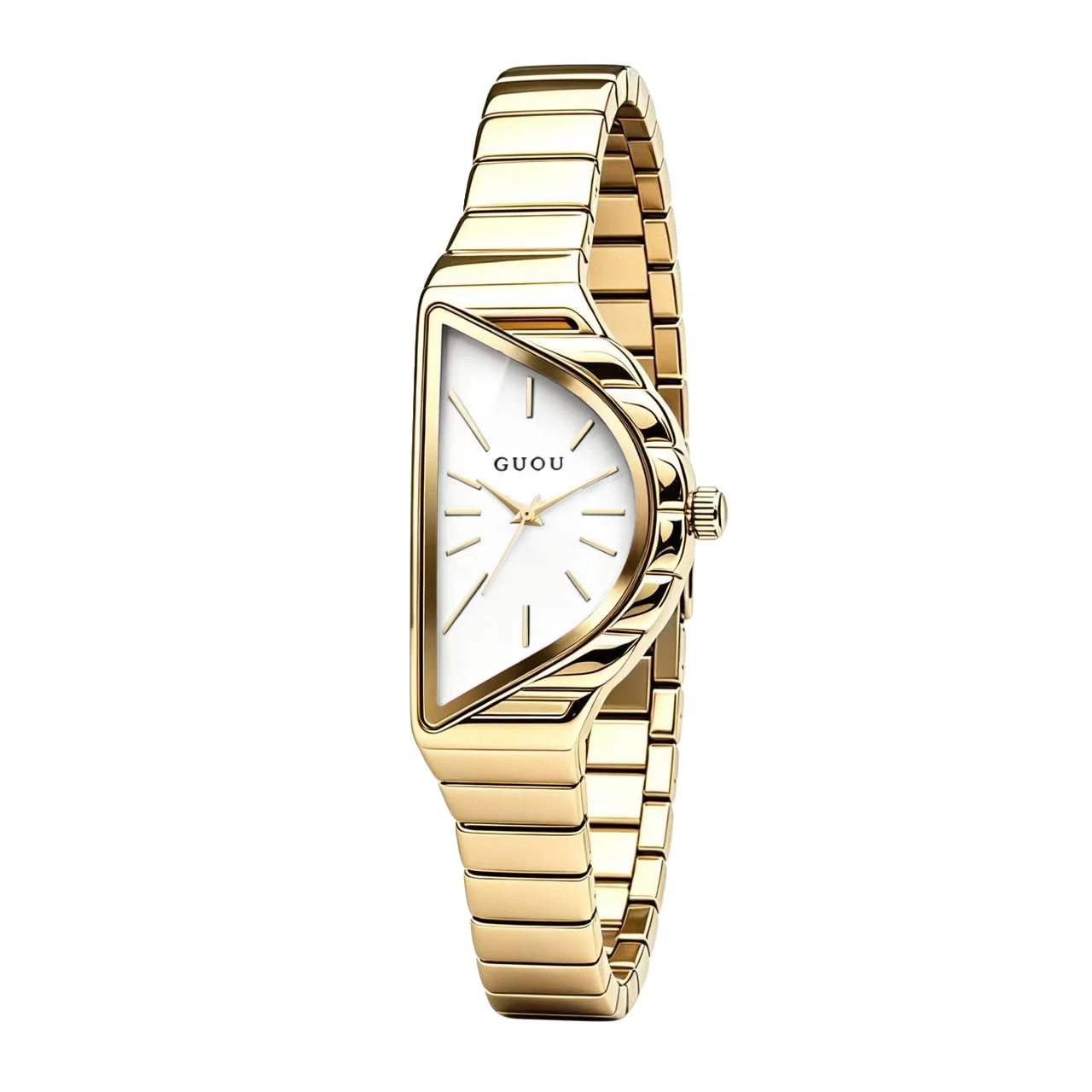 Classic Half Moon Dial Creative Quartz Watch for Women with Fashion Advanced Style Alloy Strap Butterfly Clasp Waterproof